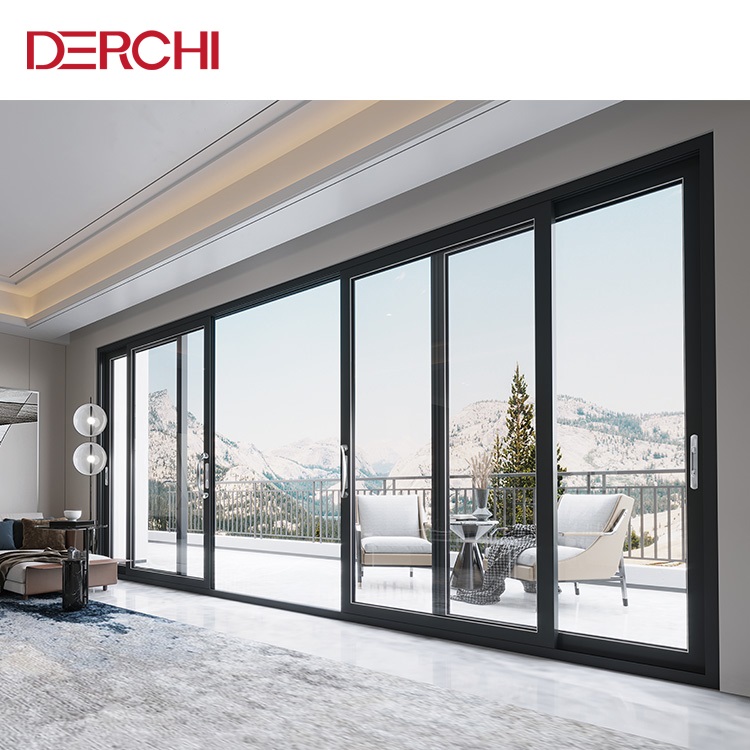 Residential Insulated Thermal Break Exterior Balcony Slim Aluminum Frame Glass Sliding Door