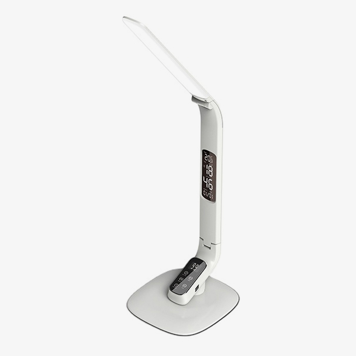 LED Eye-Caring Desk Lamp, Table Lamp with LCD Display with Time/Alarm Clock/Date/Temperature, 5 Brightness desk light