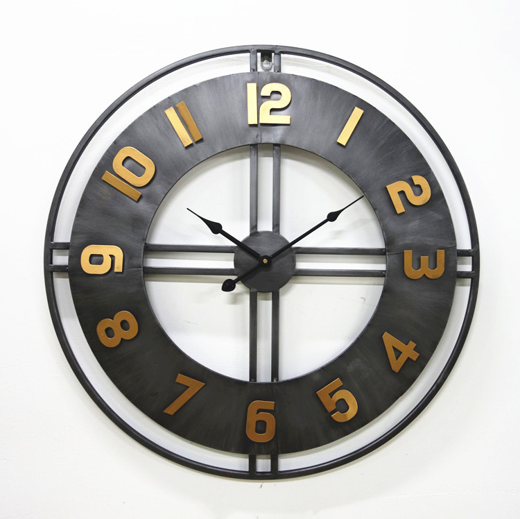 Amazon hot product large-size home creative wall clock industrial style retro digital clock living room wall clock