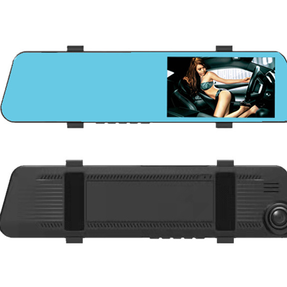 4.3inch Car rearview mirror driving recorder front and rear dual Reverse Camera 1080p with reversing image dual lens video