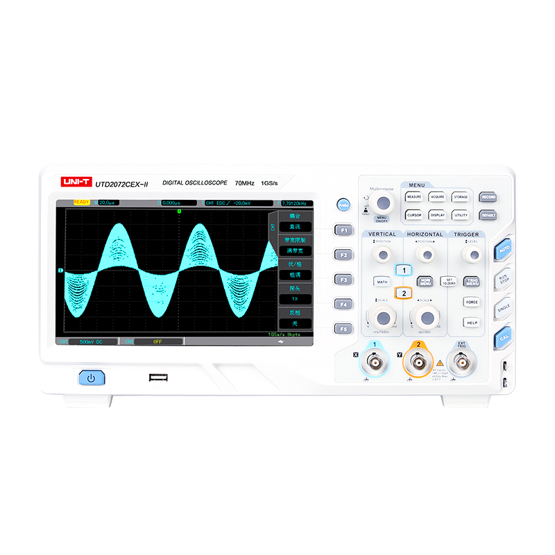 UNI-T UTD2102CEX-II 8 дюймов TFT ЖК-цифровой запоминающий осциллограф 100 МГц полоса пропускания 2 Каналы 800X480 WVGA люминофора