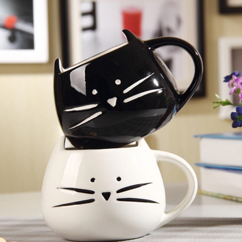 В наличии, черно-белые кошачьи кофейные керамические 3d кошачьи кружки на заказ