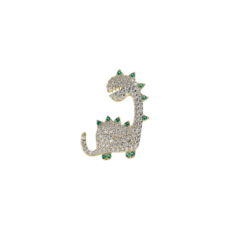 Novel trend copper Micro inlay crystal diamond plating 18K Real gold animal decoration brooch pin Women
