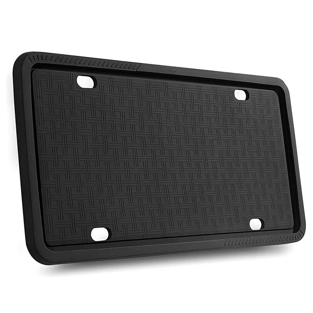 Solid Silicone Black License Plate Frame Covers Car Plate Bracket Holders. - Rust-Proof. Rattle-Proof. Weather-Proof