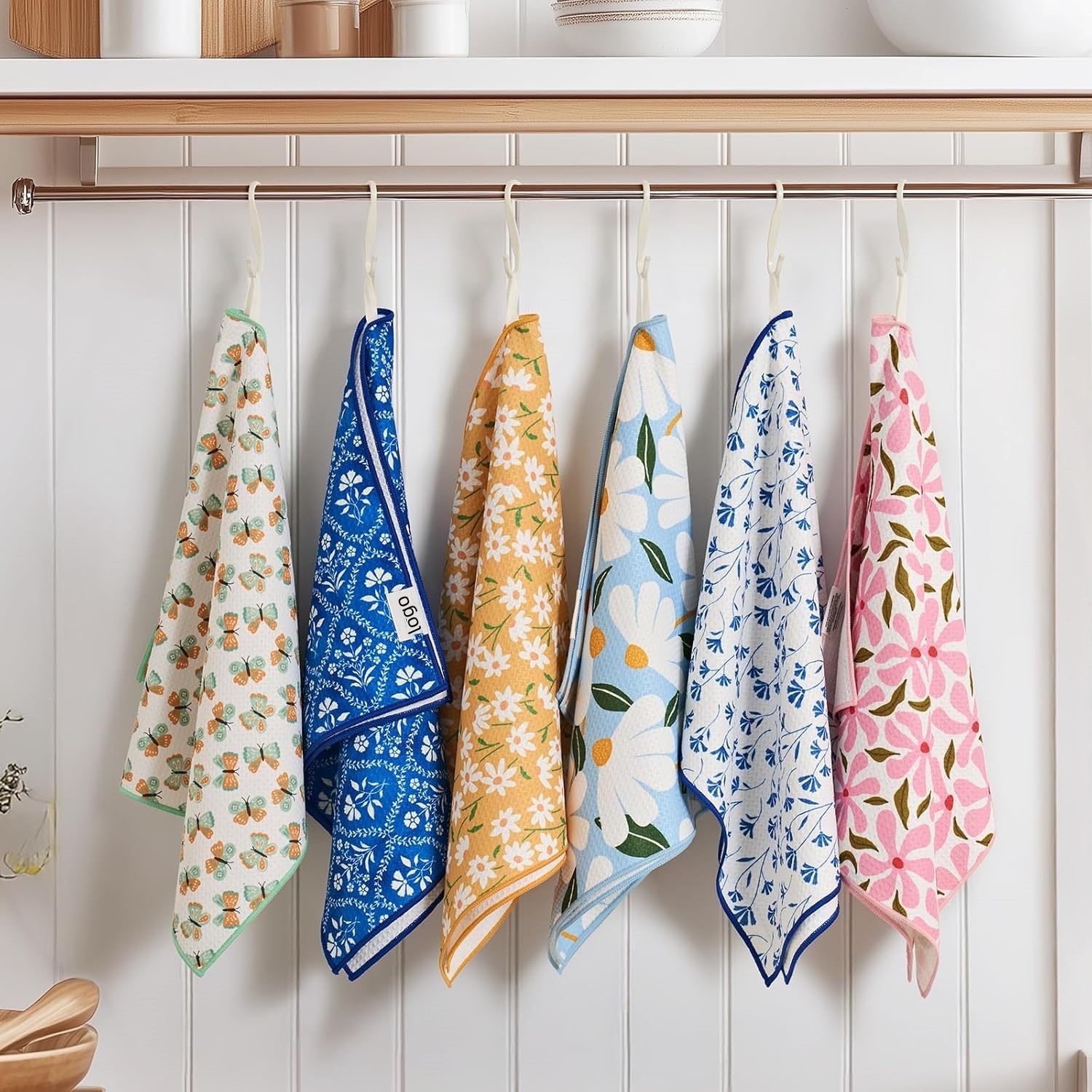Custom Designed Microfiber Waffle Kitchen Towel Quick-Dry Antimicrobial Disposable Tea Tableware Printed Tea Towel