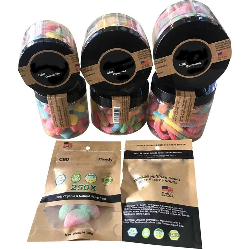Частная этикетка съедобные сладкие конопли gummies CBD медведь арбуз персик Gummies США сделано упаковано в банки/мешок/бутылка для таблеток