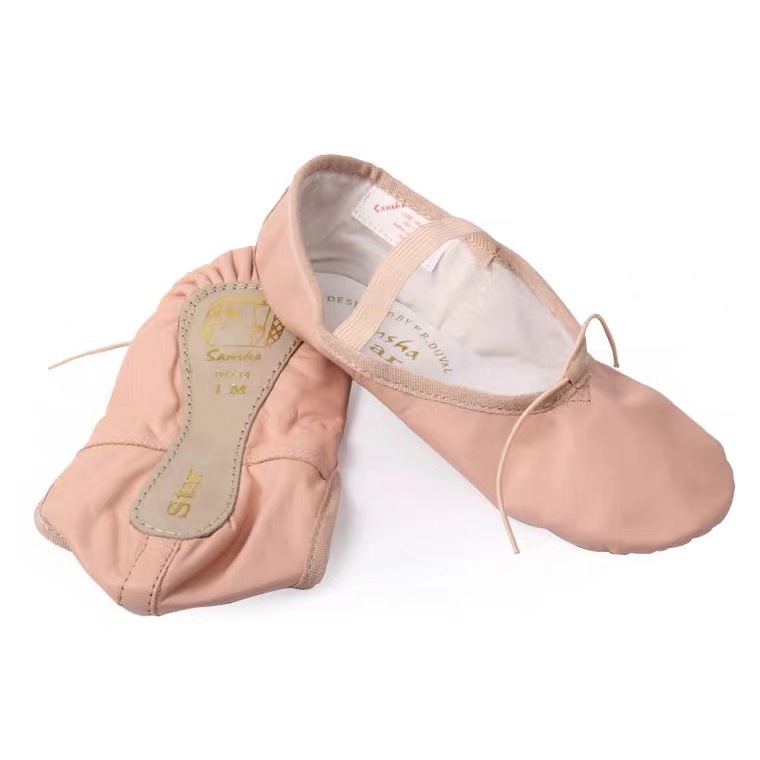 Full Split Sole Soft Leather Ballet Dance Shoes with Custom Logo