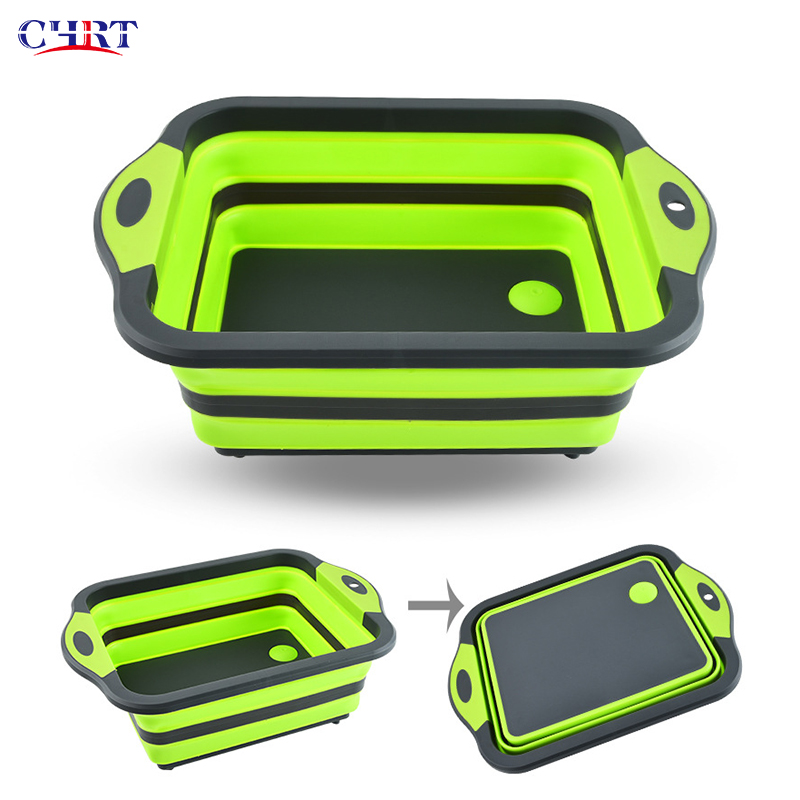 CHRT Large Storage 3-in-1 Multifunction Cutting Board Foldable Drain Basket Kitchen Chopping Board Tool