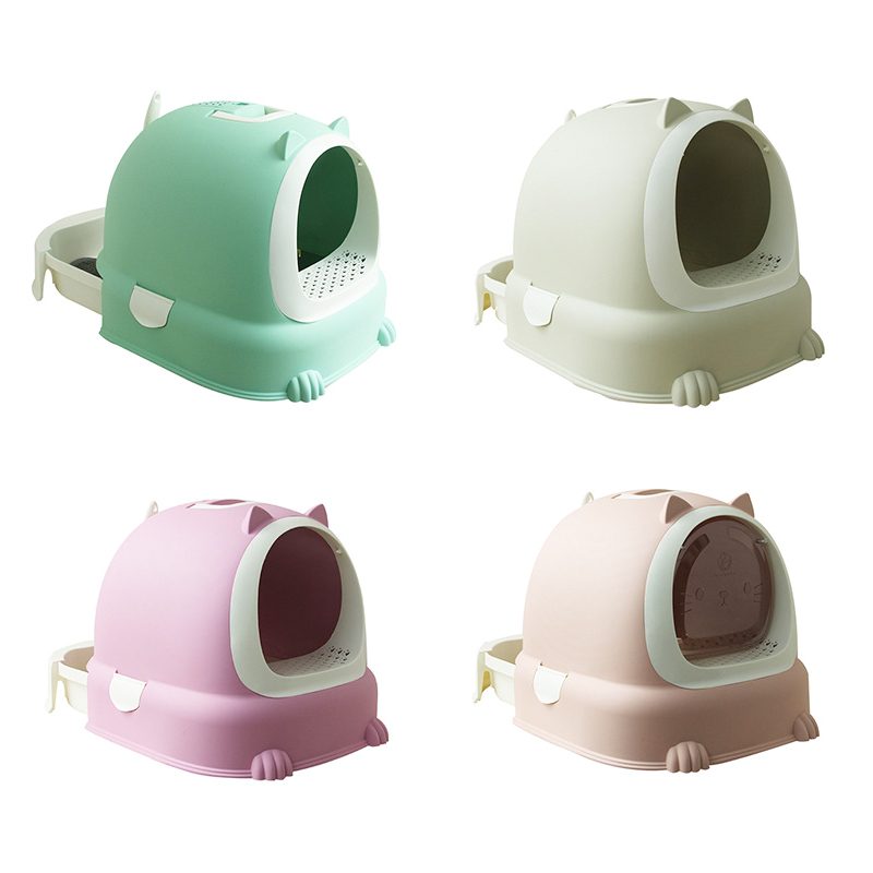 Amazon Hot Selling Pet Products Pet Cleaning Closed Plastic Cat Toilet box Cat Litter Trays Cat Litter Box
