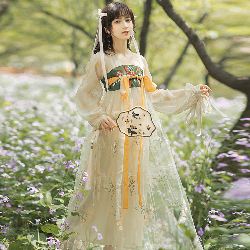 Женский Улучшенный Весенний костюм Hanfu в древнем стиле вишни, элегантная повседневная юбка в старинном стиле, супер сказочная юбка для студентов