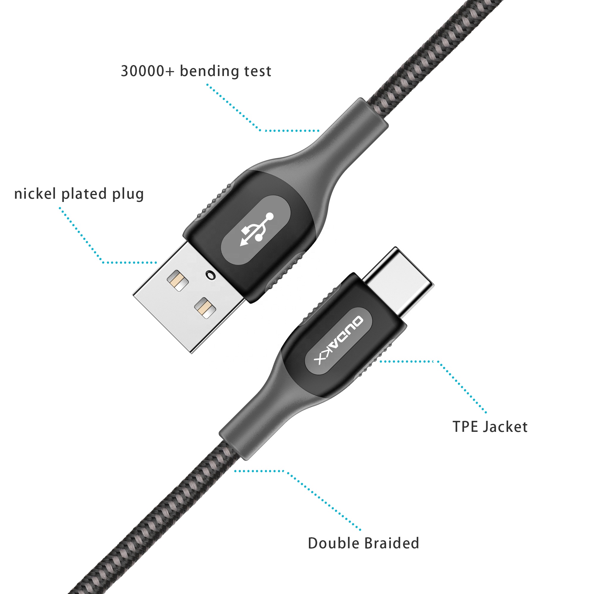 2020 высокое качество 0,3 m USB Type C зарядный кабель, USB-C удлинитель данных зарядный кабель Type-C