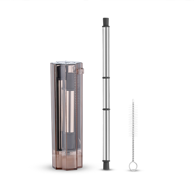 Amazon 2020 Hot Sale portable stainless steel straw Office Silicone Straw with case Reusable Straw set with brush