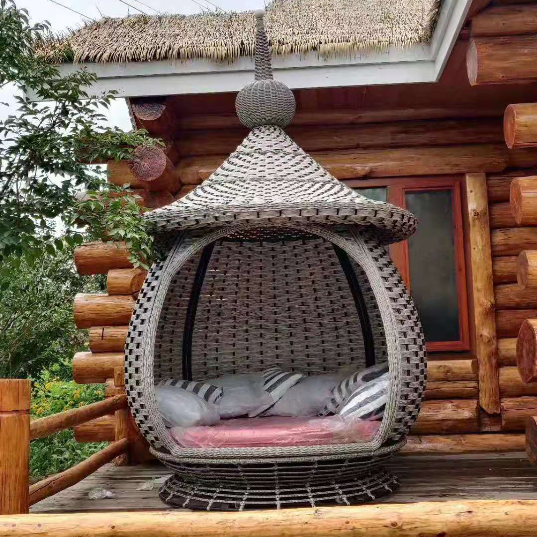 New arrival outdoor wicker sun bed rattan garden chaise lounge daybed rattan furniture