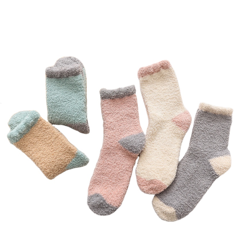 Winter Coral Velvet Women Socks Thickening Warm Floor Sleep Socks Half Flannel Socks