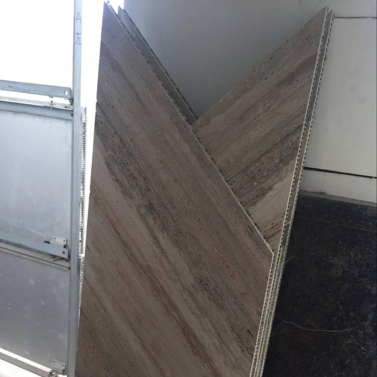 Flexible thin stone silver travertine aluminum honeycomb sandwich panel ceiling wall tiles