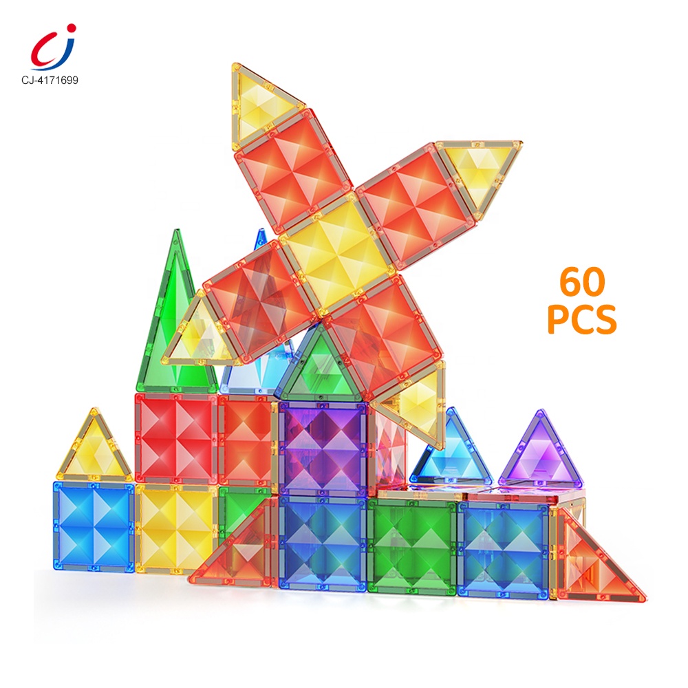 Chengji diamond magnetic tiles building blocks play set educational diy assembly 3d colorful window magnetic dome tiles for kids
