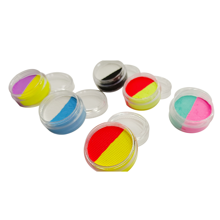 New style Water based professional double color uv pastel split eye shadow cake cosmetic Face body Paint