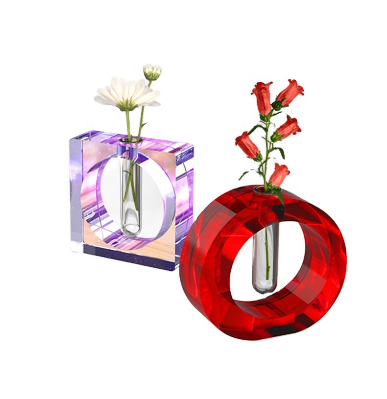 New Design DIY Crystal Decorative Stylish Square Round Rectangle Hollow Out Vase Epoxy Silicone Craft Mold for Flower