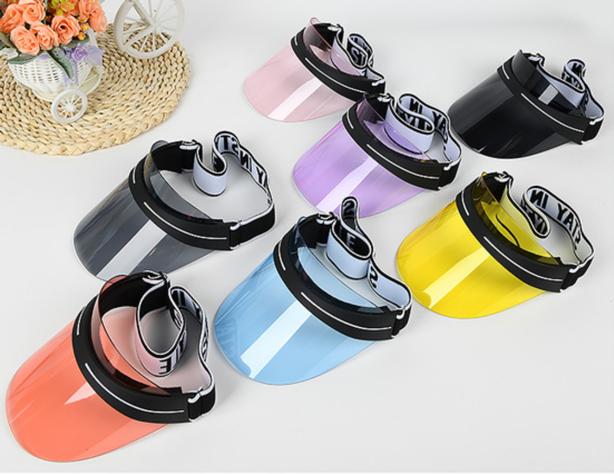 Summer Candy Pvc shield helmet visor Plastic Hats Adjustable Multicolor Sun Visor Caps