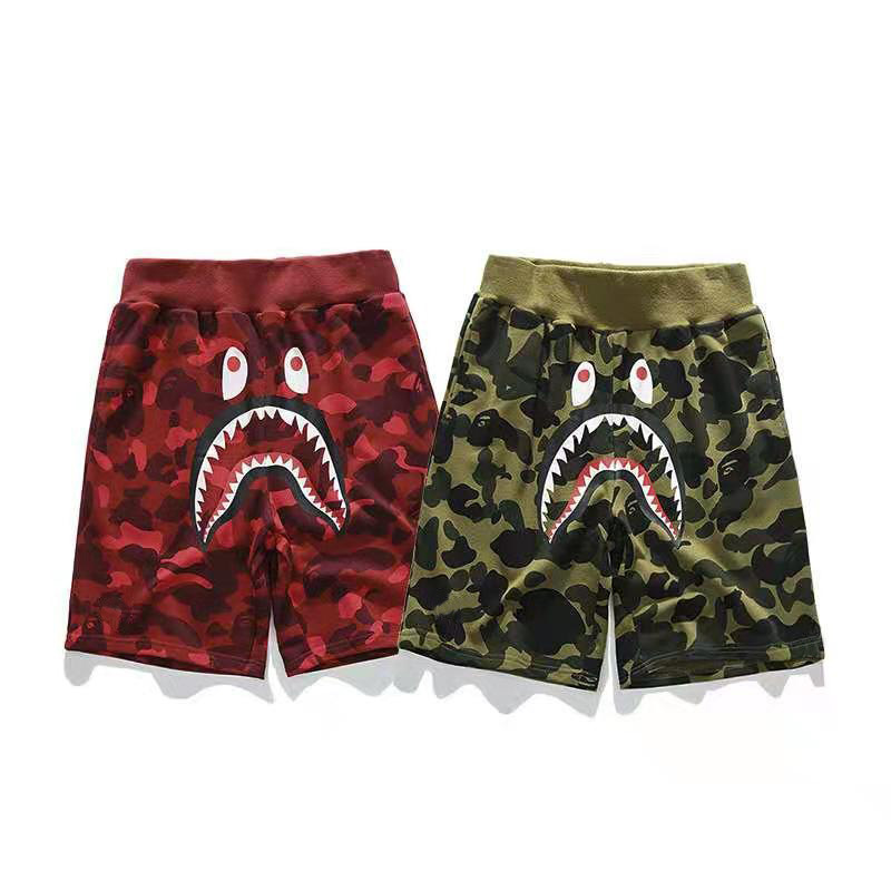 New design mid waist drawstring camouflage men shark bape shorts pants