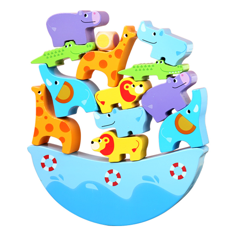 Creative Design Boat Shape Stacking Sorting Animal/Fruit Balance Ability Training Educational Yiwu Toy
