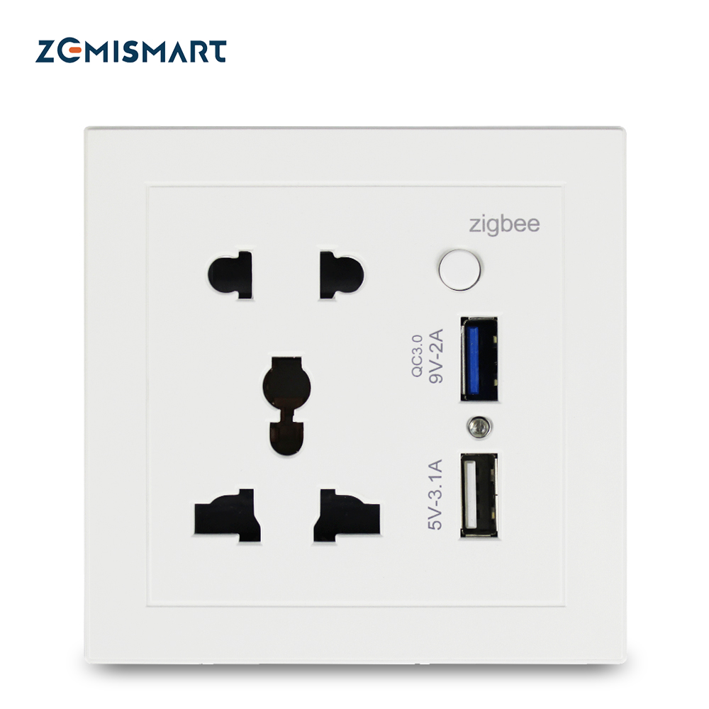 Умная розетка Zemismart Tuya Zigbee, автоматизация умного дома, универсальная розетка с 5 контактами, 2USB-разъема, 9 В, 2 А