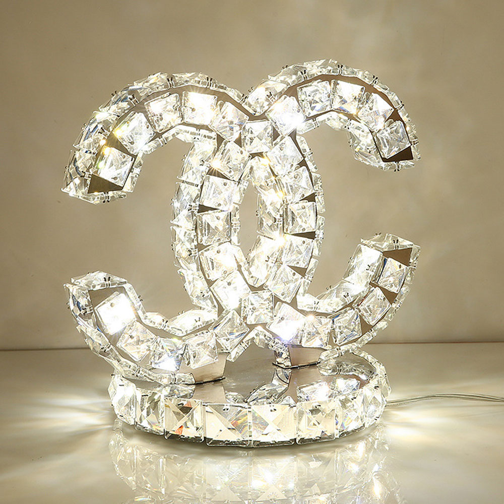 Modern LED Crystal CC Table Lamp  Decorative Bedside Nightstand Desk Lamp