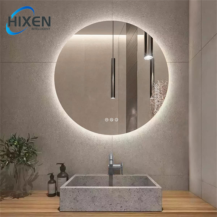 HIXEN 18-25B Modern hotel home round led wall mounted touch switch screen smart led light bathroom mirrors
