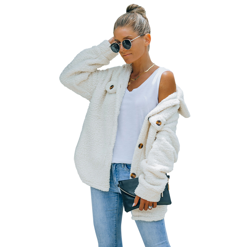 Abrigo De Mujer En Color Liso De Imitacion De Lana De Cordero Faux Lamb Wool Coat Women Winter Solid Color Ladies Loose Jacket