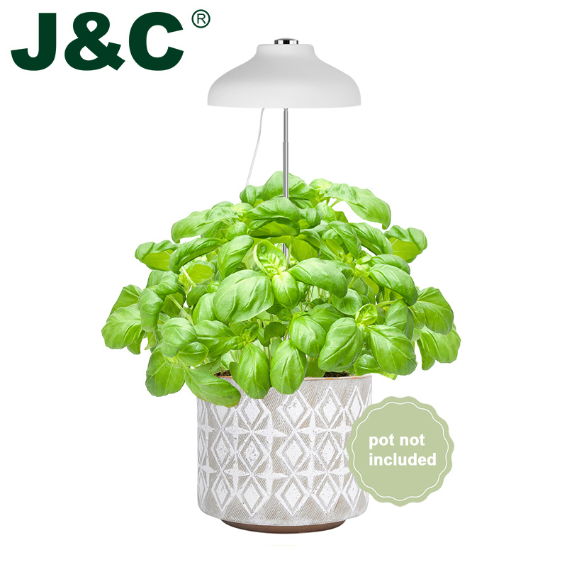 J & C Minigarden Charloe-белый зонт для выращивания в помещении, светодиодный светильник для выращивания, регулируемый по высоте белый