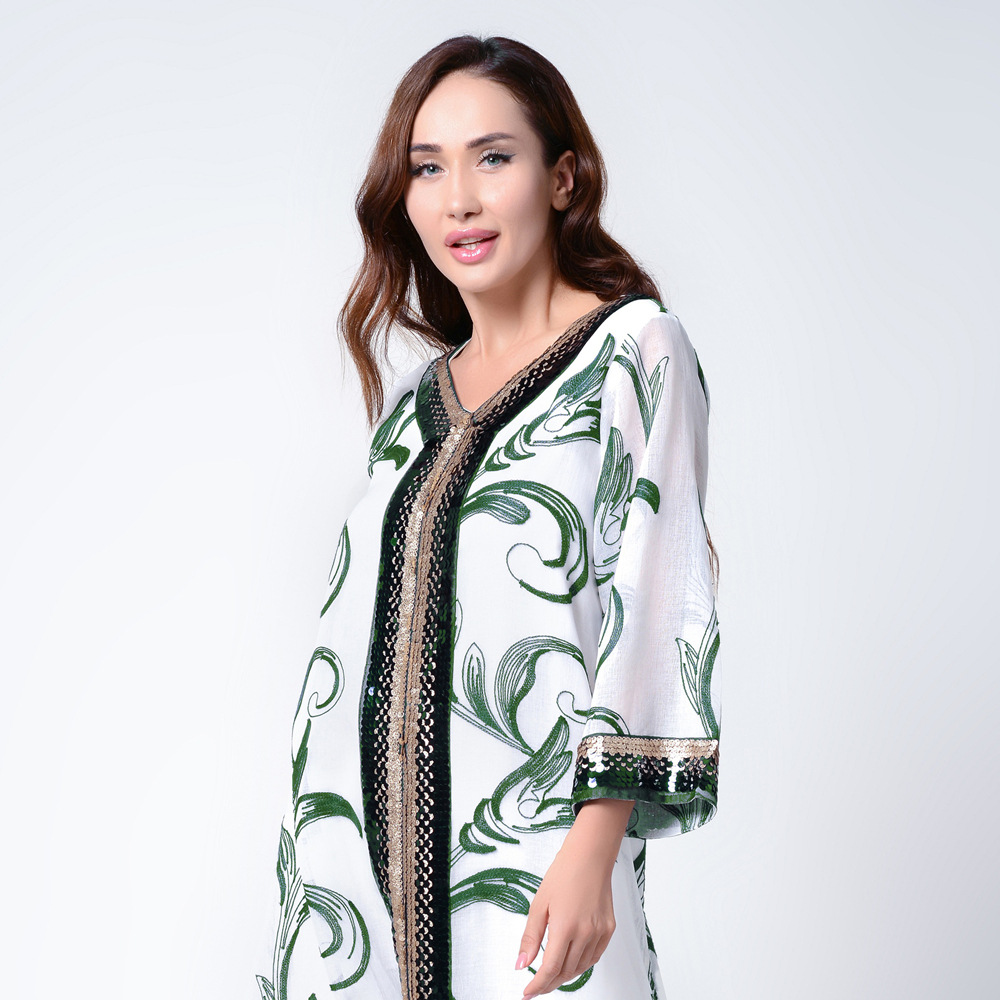 AB003 Sequin Embroidered Robe Abaya Dubai Muslim Middle East Muslim Womens Clothing Jalabiya