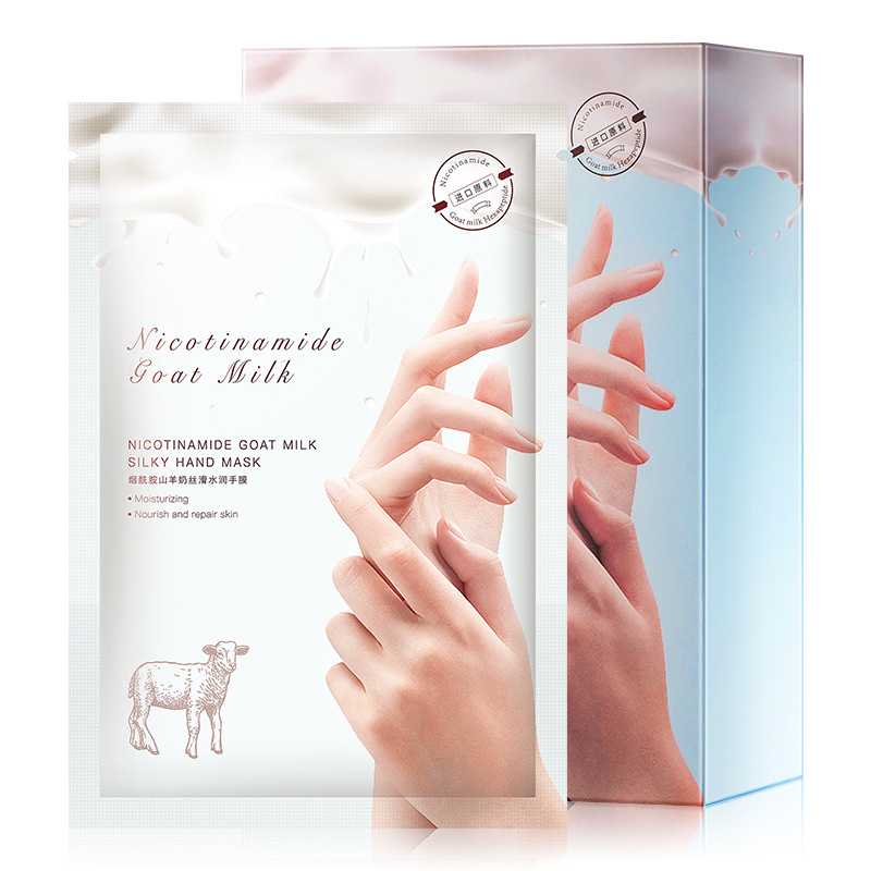 Private Label Hand Care Softening Smoothing Nicotinamide Goat Milk Hand Sheet Mask Gloves Nourishing Moisturizing Hand Mask