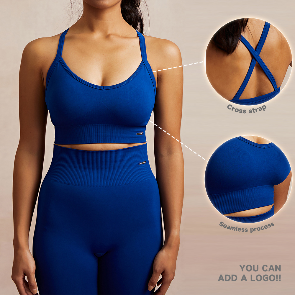 Luckpanther Active Wear Private Label Backless Crop Sports Bra Women's Stretch Strappy Yoga Running Workout Active Sports Bra