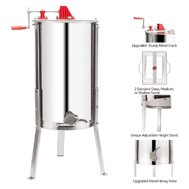 2021 Hot Sale 2 Frame Stainless Steel Manual Honey Centrifuge/Honey Extractor Factory Supply