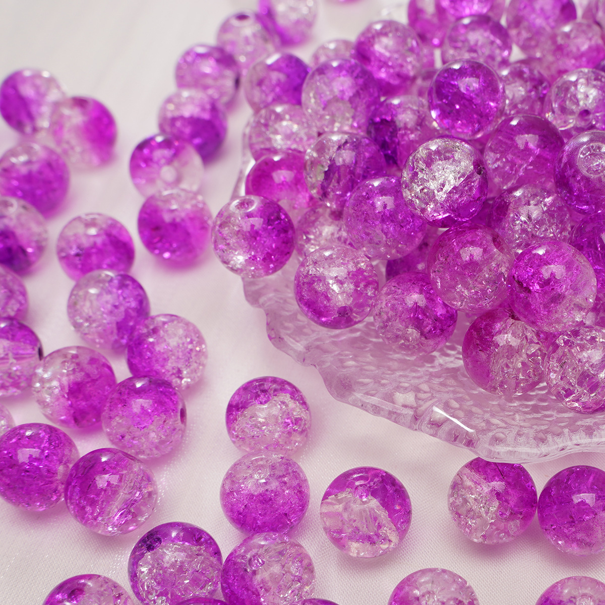 50PC 8mm Factory Wholesale Mix Color Crackle Glass Beads Crystal Beads Crackle Lampwork Beads DIY Accessories for Jewelry Making