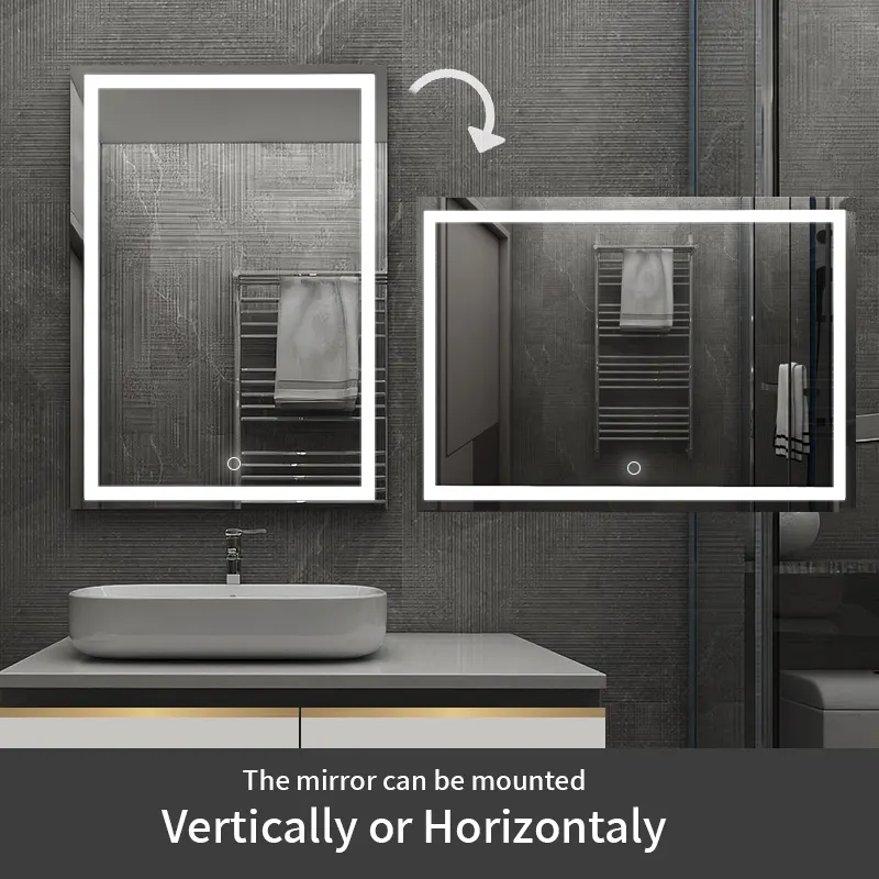 Factory Touch Screen Bathroom LED Mirror , Vanity Bath Mirror ETL/CE/UL Certification for Amazon