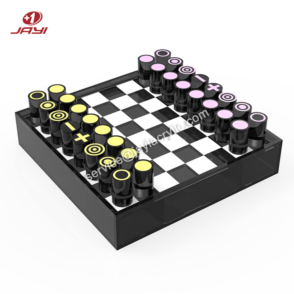 Jayi декоративная Lucite игра на шахматной доске, акриловые игровой Шахматный набор с коробка для хранения