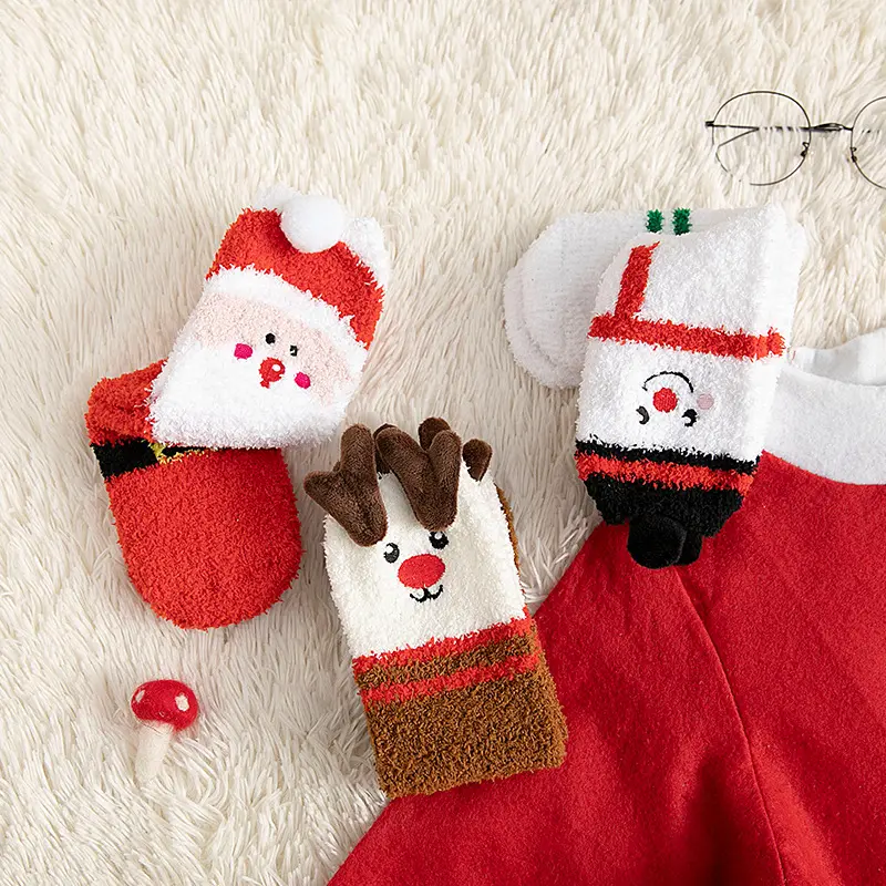 Christmas Cozy Socks Winter Warm Fuzzy Fluffy Super Soft Cozy Home Socks Gift Boxes 3 Pairs