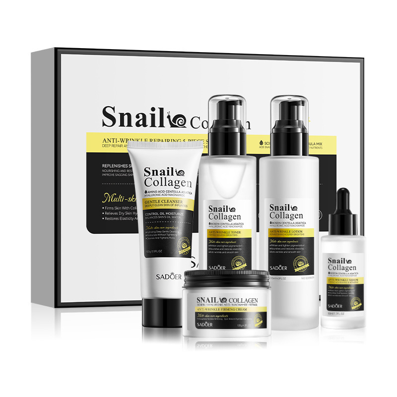 Facial Skin Care Products Wholesale Sensitive Skin Repair Face Serum Face Cream Lotion Snail Collagen Skin Care Set