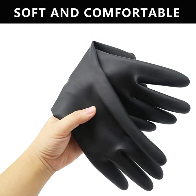 Black Industrial Latex Gloves Sun Brand Protection Gloves Chemical Resistant Rubber Latex Gloves