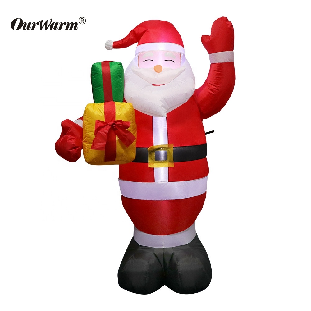 OurWarm Рождественский двор, надувная статуя 150 см, надувные светодиодные Санта-клаусы для сада, уличное украшение