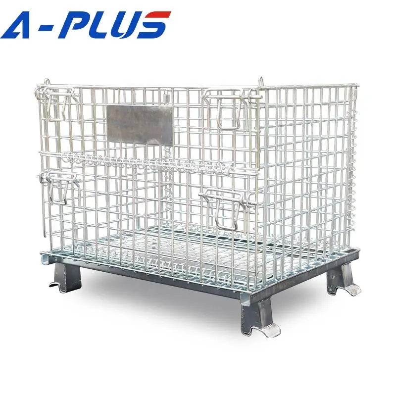 Wire Mesh Container Warehouse Stackable 1200x1200 Foldable Steel Wire Mesh Container