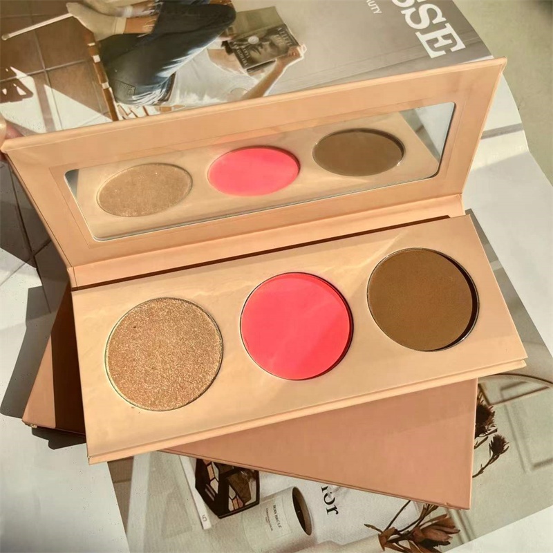 Custom 6 colors vegan high pigmented face makeup pressed contour powder private label highlighter palette