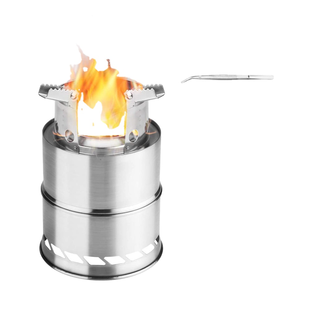 Portable Wooden Stove Wood Carburettor Folding and Windproof Stainless Steel for Camping, BBQ, Picnic, Outdoor Backpacking