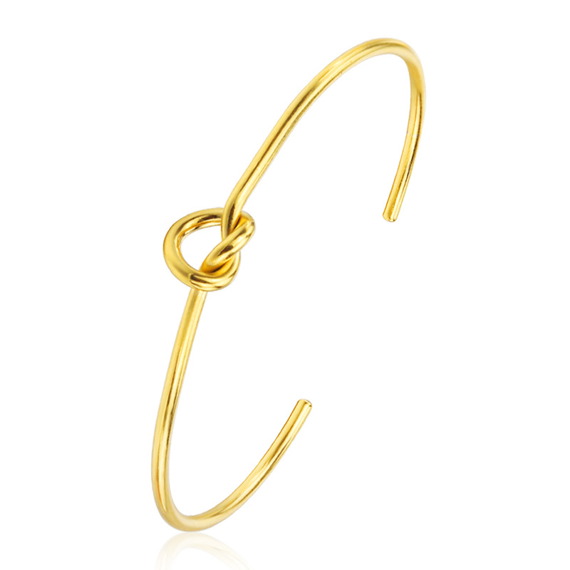 High Quality Women's Accessories Women Open Cuff Knot Bracelet Simple Stainless Steel Hand Jewelry Charm Bracelets