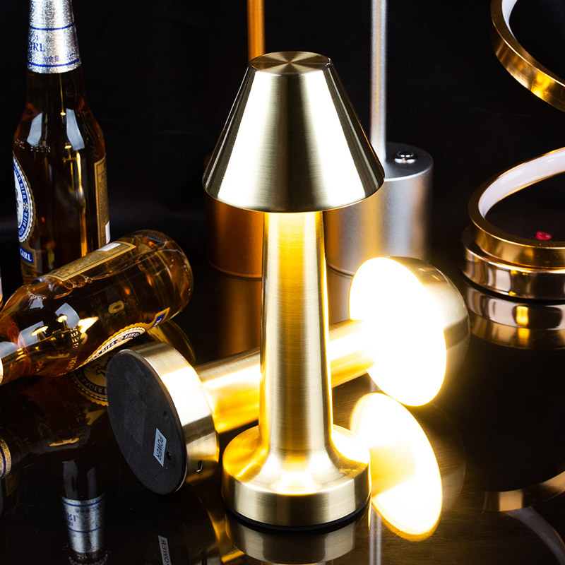 Bar coffee shop Cordless Restaurant Battery Touch LED Bar Table Lamps Gold  Wireless Rechargeable LED Mushroom desk light
