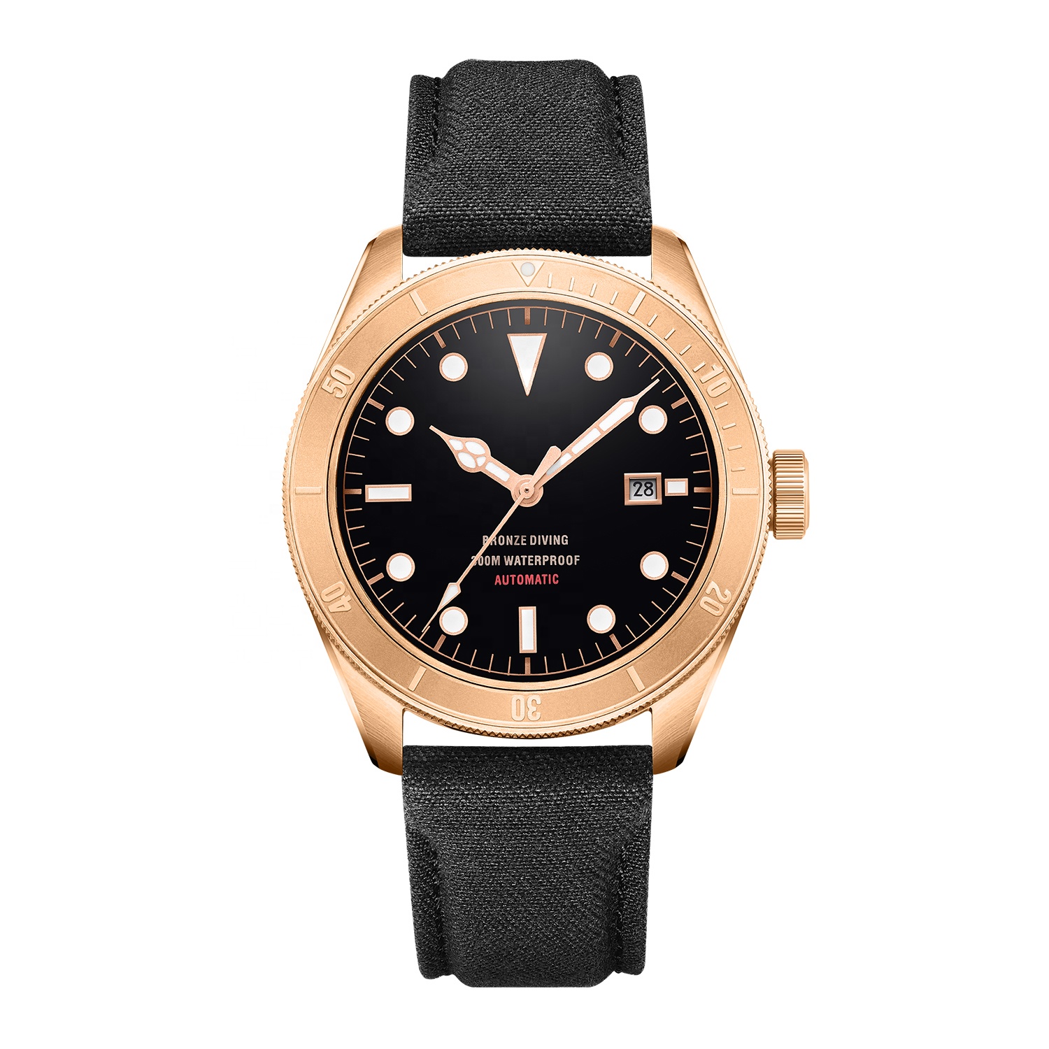 CuSn8 Bronze Diving Watch Bronze Bezel Sapphire Mechanical Kevlar Strap Super Luminova 30bars Water Resistant Bronze Watch