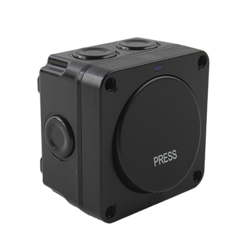 IP66 20AX 1G 1-ходовой дверной звонок, ретроактивный черный переключатель, уличный переключатель с синей светодиодной активностью/функцией определения местоположения