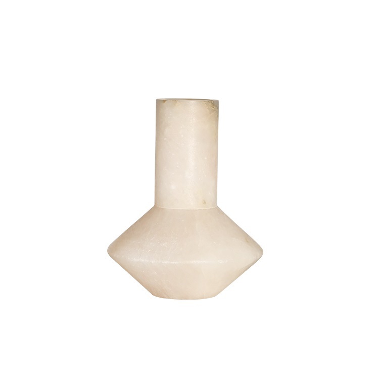 Modern Luxury High-End Marble Vase Ornaments Flower Decorations Vintage Clay Pot Shape Alabaster Stone Vase