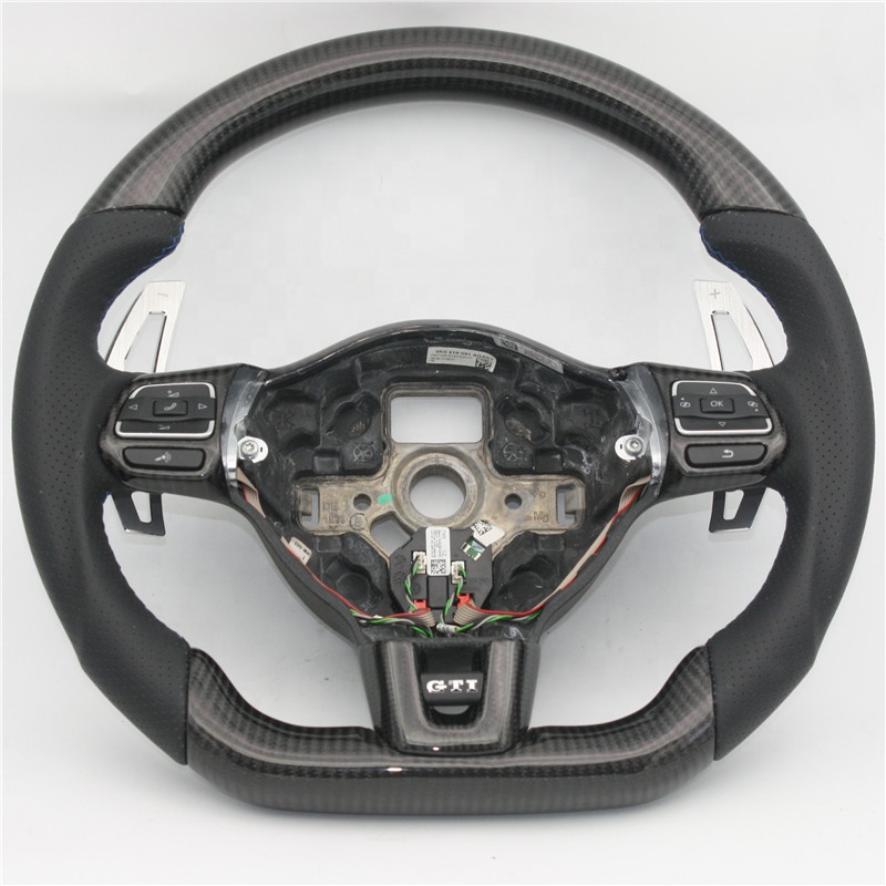 Кожаное рулевое колесо на заказ для VW GTI GTS R, рулевое колесо из углеродного волокна для гоночных видов спорта, доступно для светодиодного рулевого колеса